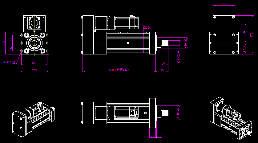 125-003電動(dòng)缸外形圖