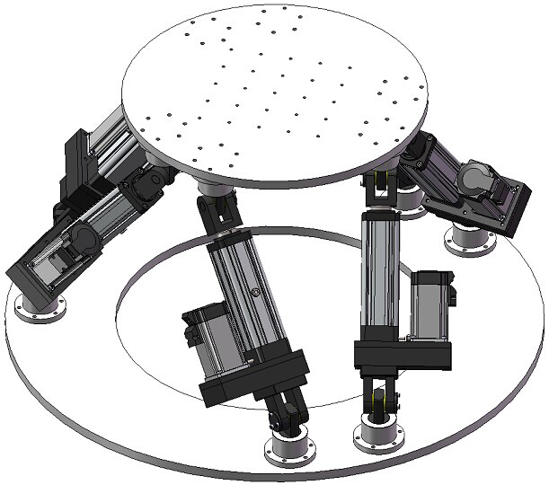 六自由度機(jī)械平臺(tái)的設(shè)計(jì)制作，包含電動(dòng)缸的設(shè)計(jì)